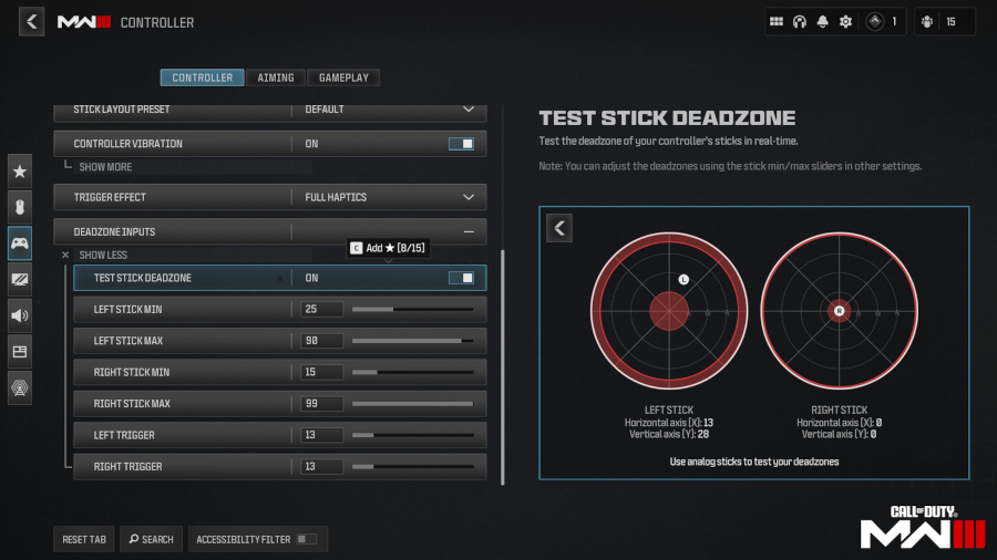 Advanced accessibility settings for Call of Duty 3