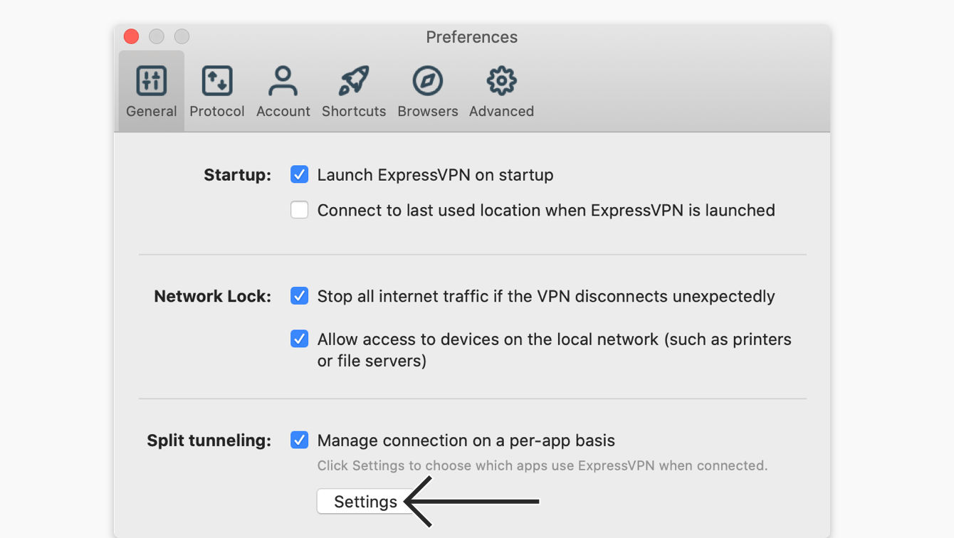 express vpn split tunnelling settings