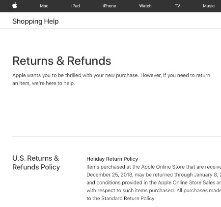 apple return policy