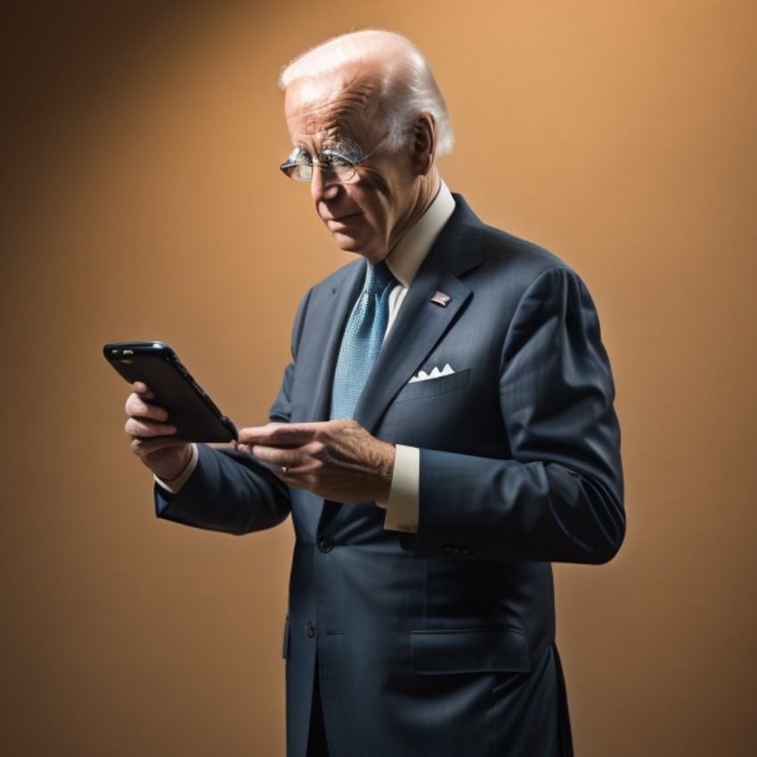 Biden using a smartphone