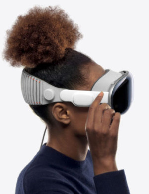 woman wearing apple vision pro headset