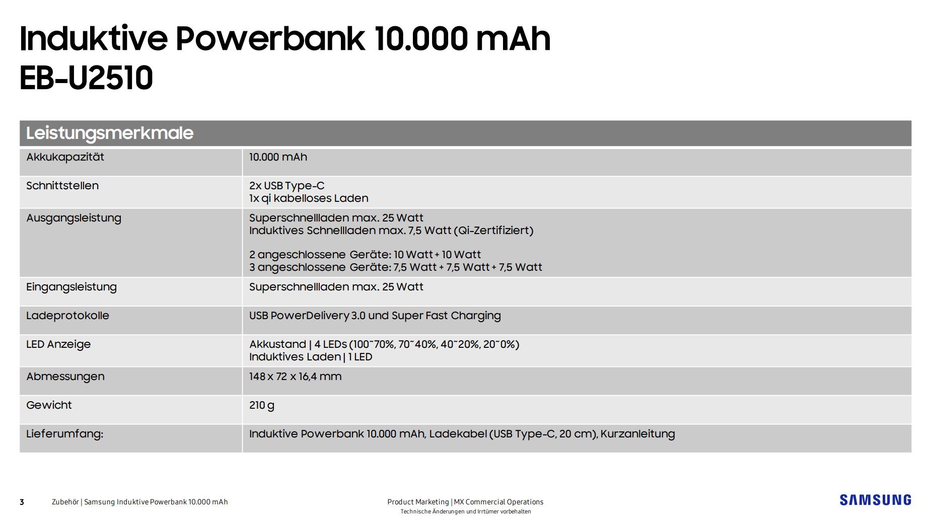 samsung powerbank specifications